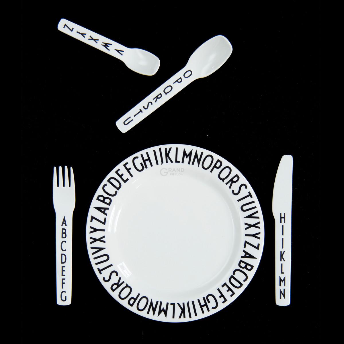 Design Letters Дитячі столові прибори 15,5 / 15,5 / 17 / 12,2 см AJ Melamin Besteck-Set | https://grandposuda.com.ua