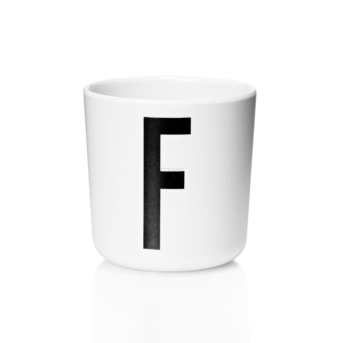 Design Letters Чашка F 7,5x7 см чорно-біла Melamin Becher | https://grandposuda.com.ua