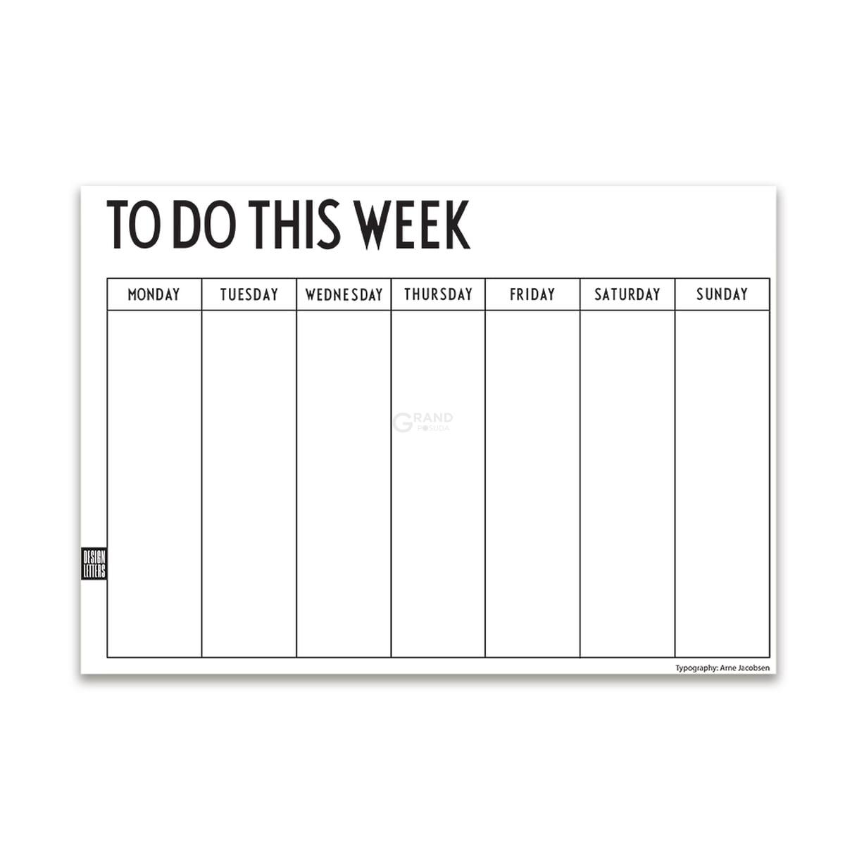 Design Letters Календар 29,7x21 см білий Weekly Planner | https://grandposuda.com.ua