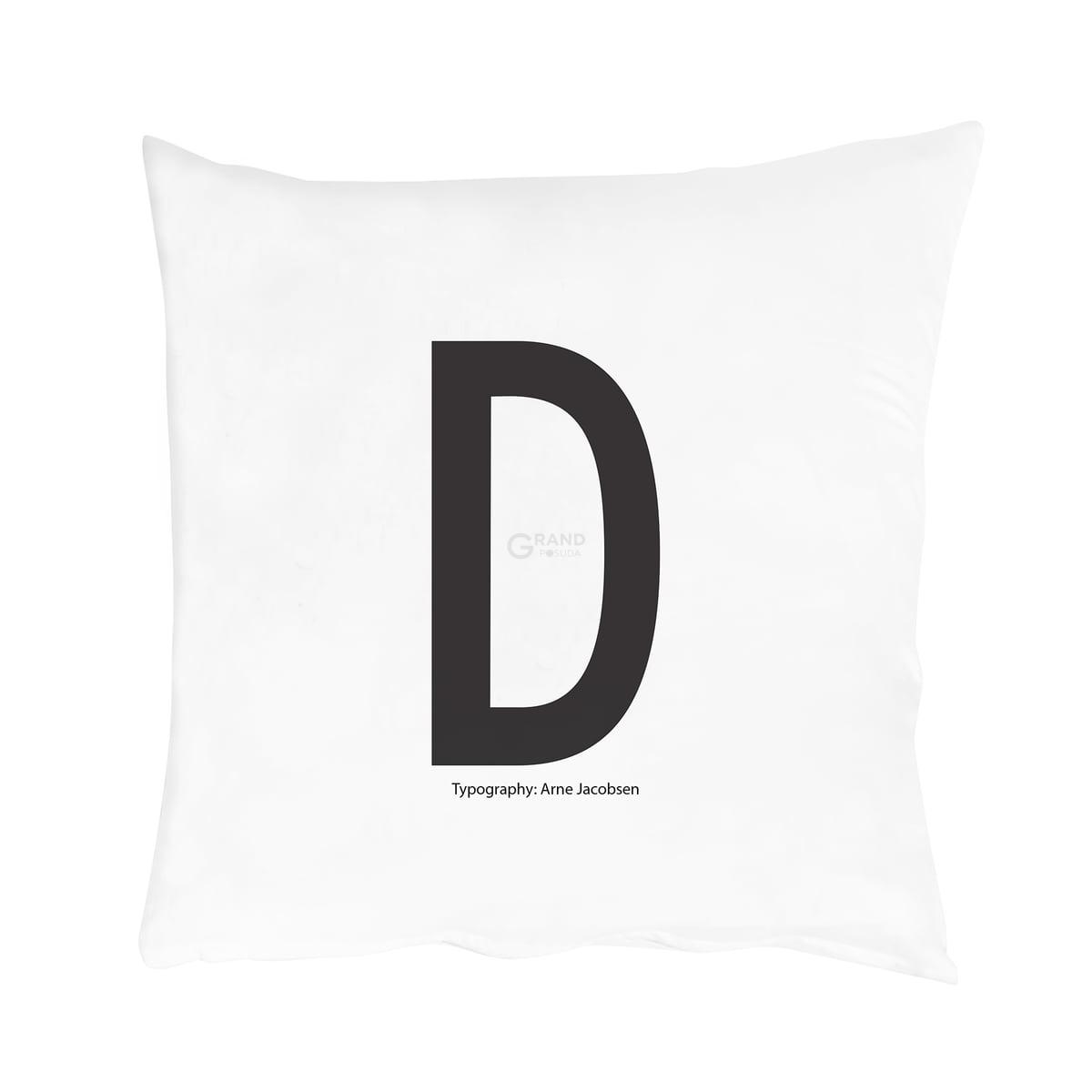 Design Letters Напірник D 80x80 см чорно-біла Kissenbezug von A-Z | https://grandposuda.com.ua