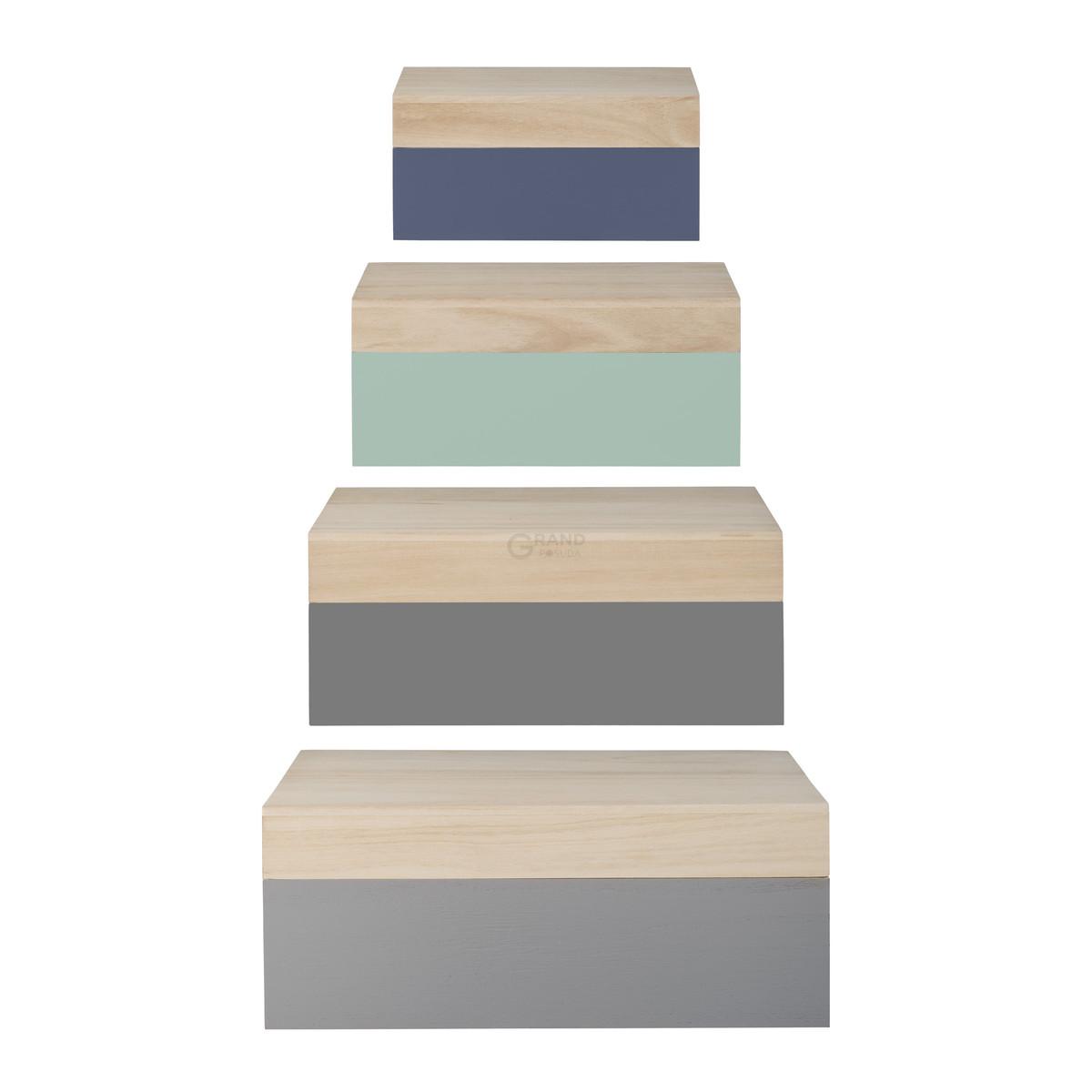 Bloomingville Ящики 13x25x35 см рожеві HolzBoxen (4erSet) | https://grandposuda.com.ua