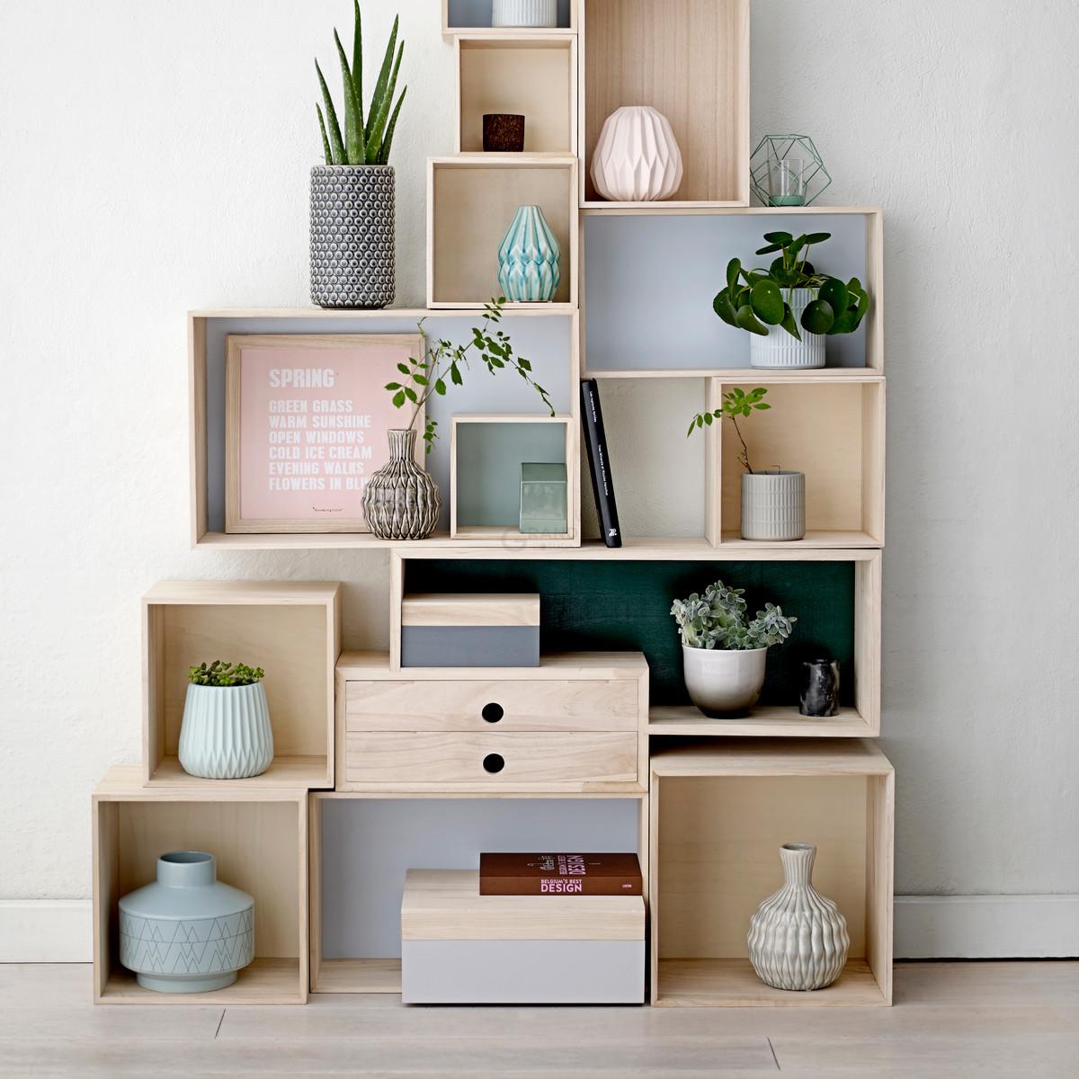Bloomingville Ящики 13x25x35 см рожеві HolzBoxen (4erSet) | https://grandposuda.com.ua