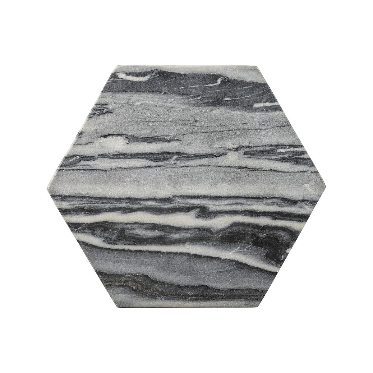 Bloomingville Підставка 1x30x30 см сіра Marmor-Platte Hexagon | https://grandposuda.com.ua