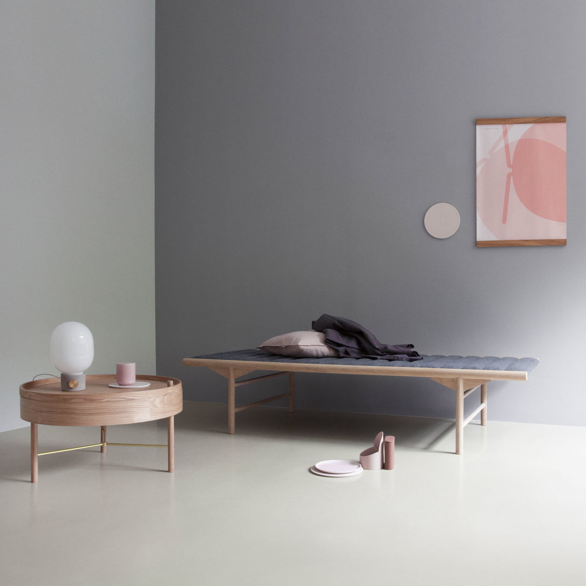 Ліжко 40x80x180 см дерево / світло-сіра Daybed Menu | https://grandposuda.com.ua