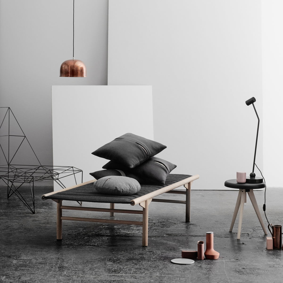 Ліжко 40x80x180 см дерево / світло-сіра Daybed Menu | https://grandposuda.com.ua