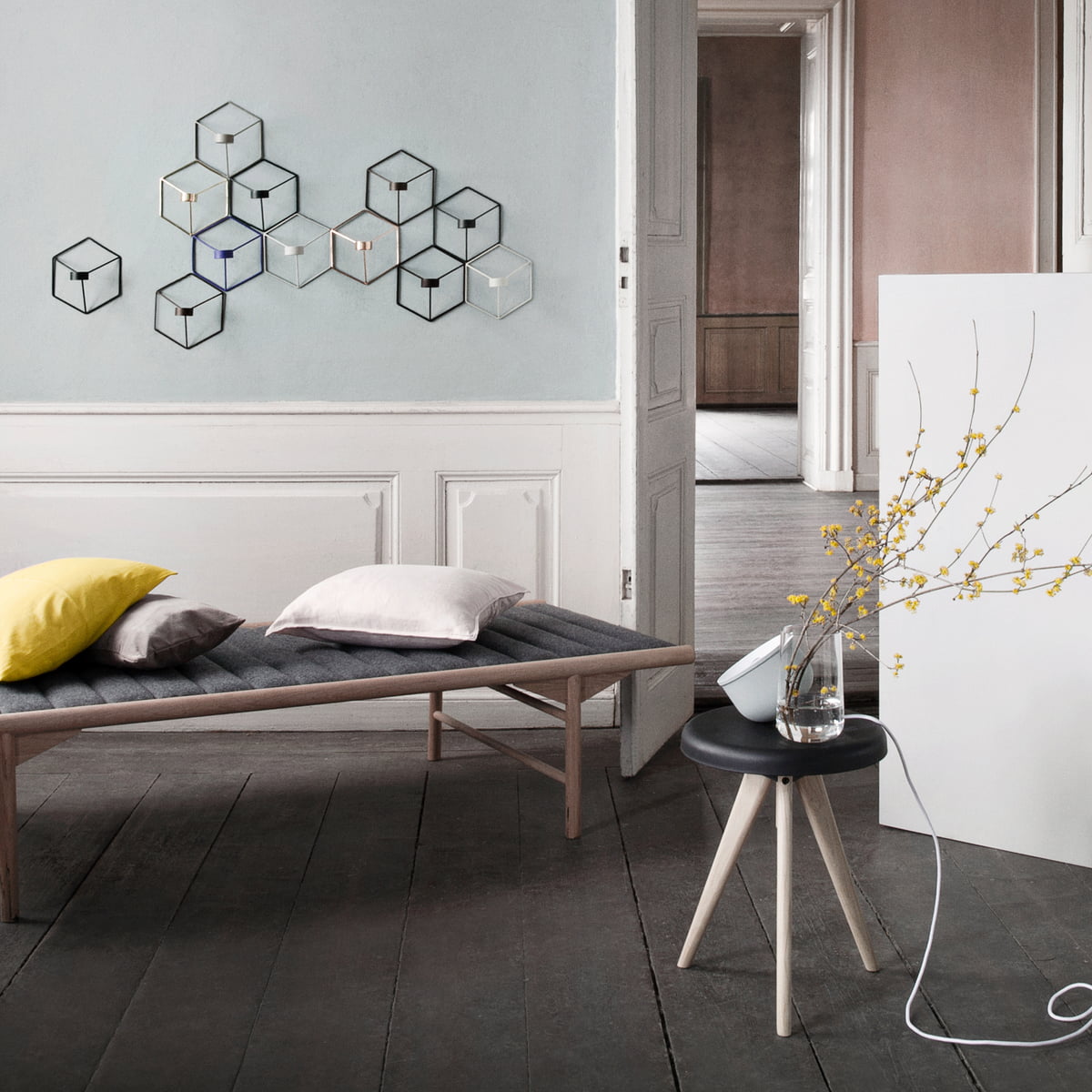 Ліжко 40x80x180 см дерево / світло-сіра Daybed Menu | https://grandposuda.com.ua