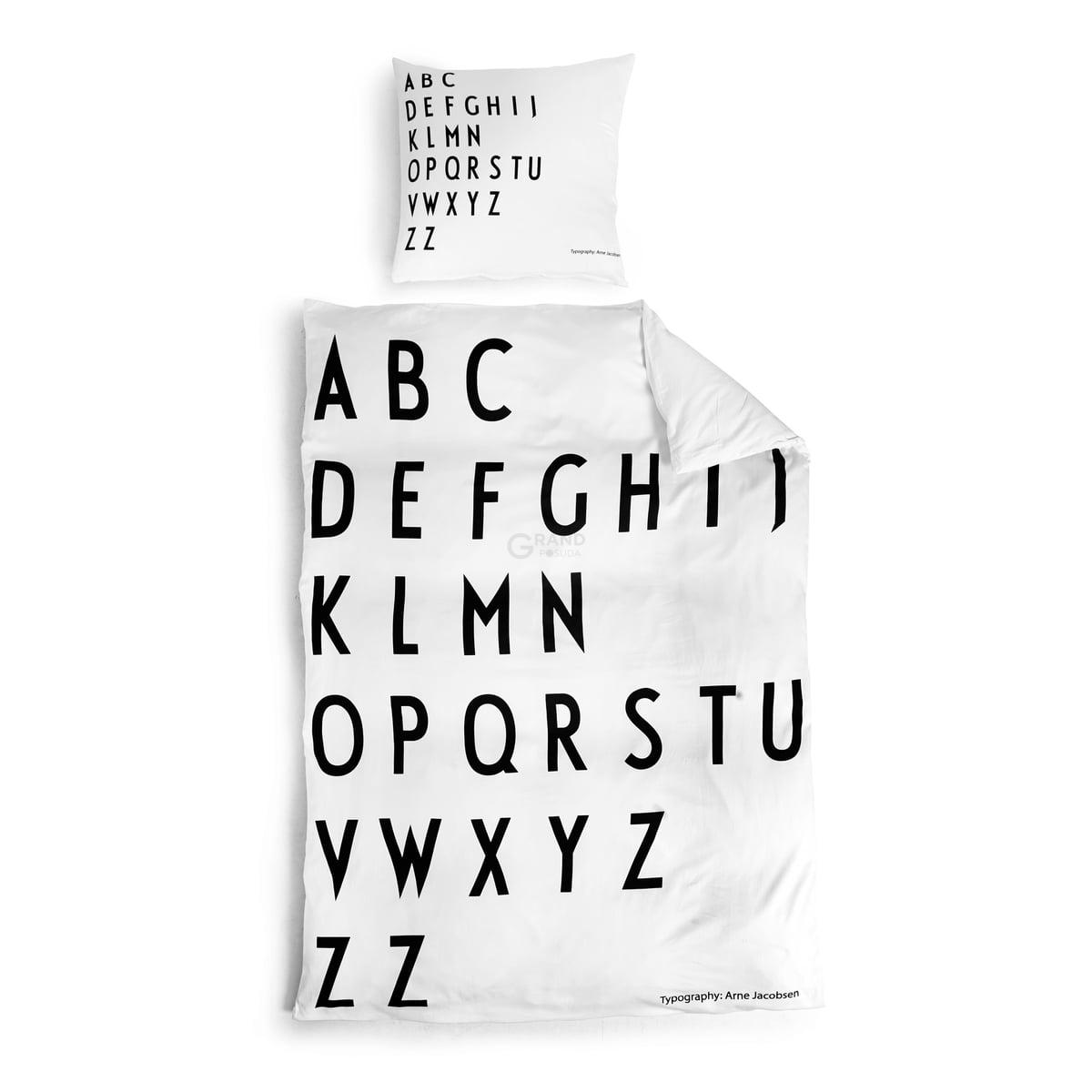 Design Letters Підодіяльник 140x200 см чорно-білий ABC Bettwasche | https://grandposuda.com.ua