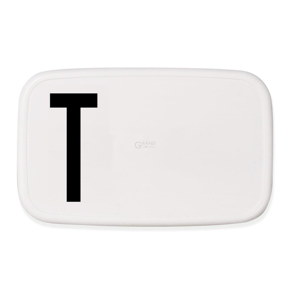 Design Letters Ланч-бокс T 6,5x11x18 см черно-белый Personal Lunch Box | https://grandposuda.com.ua