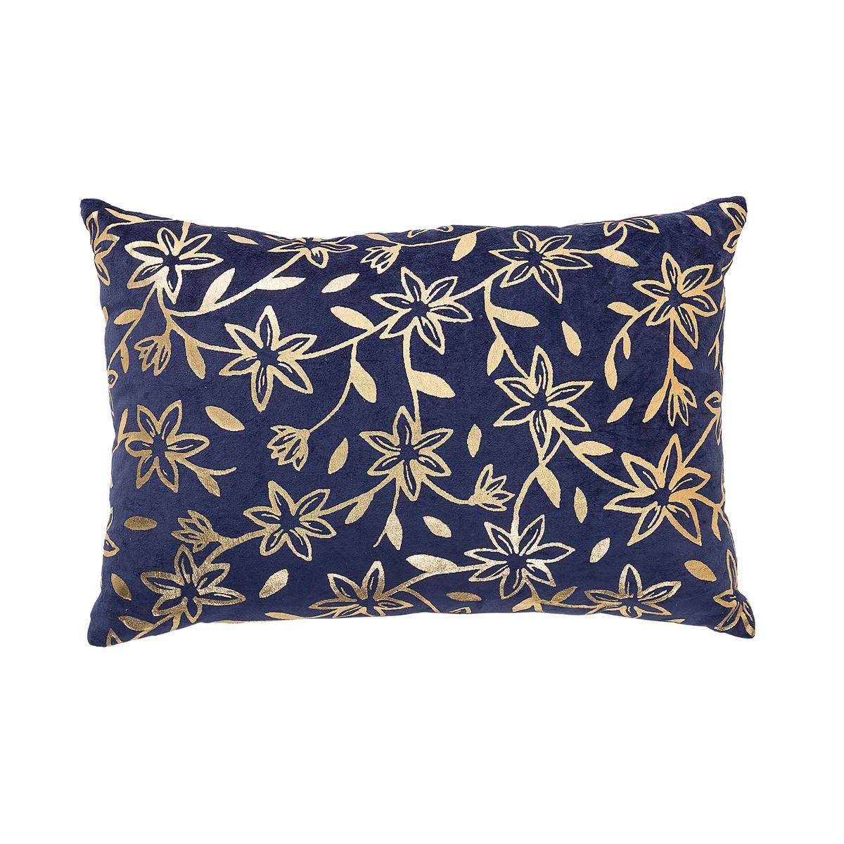 Bloomingville Подушка 12x40x60 см синяя ночь Leinenkissen | https://grandposuda.com.ua