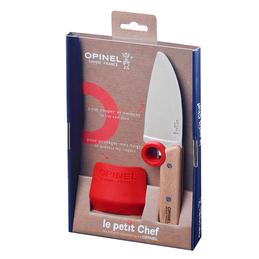Opinel Кухонний ніж та захист для пальців 4,41х0,76х1,69 см червоні Le petit chef | https://grandposuda.com.ua