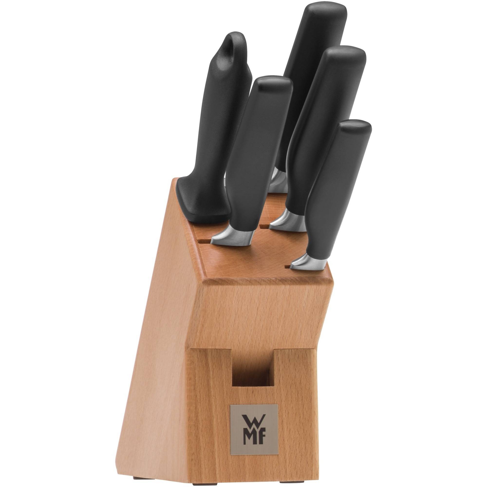 WMF Набір ножів з підставкою для зберігання, чорний, 6 предметів Cuisine One | https://grandposuda.com.ua