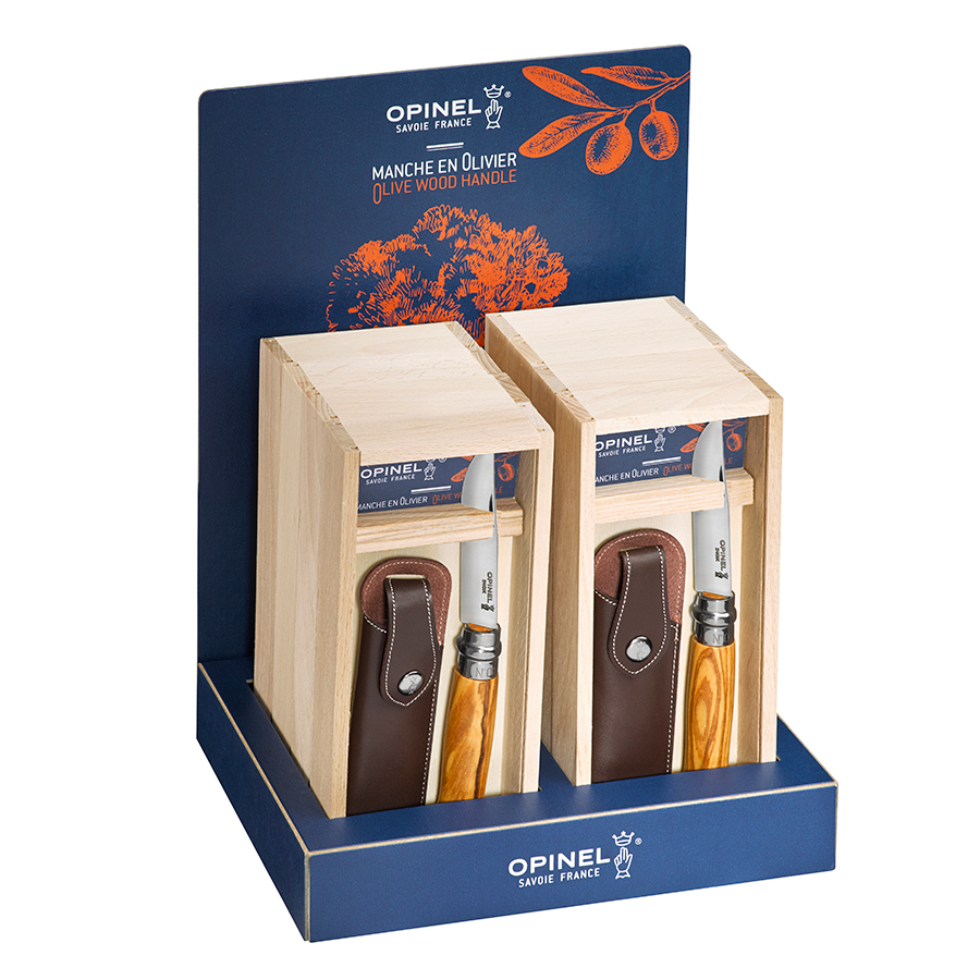 Opinel Дисплей з 8 ножами stainless steel в подарункових упаковках | https://grandposuda.com.ua