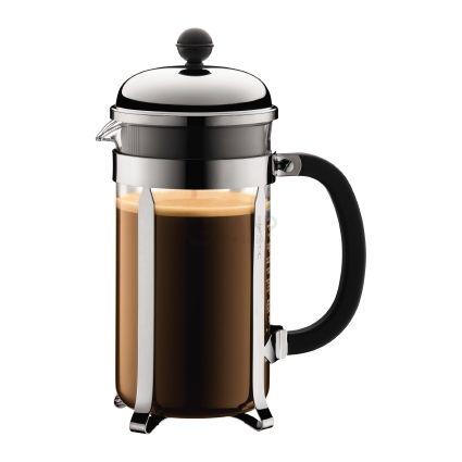 Bodum Френч-пресс серебристый с ручкой, 1 л, Chambord | https://grandposuda.com.ua