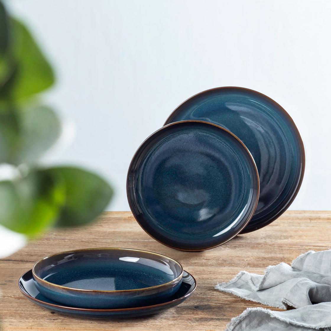 Villeroy & Boch Тарелка для завтрака 21 см, темно-синяя Denim Crafted | https://grandposuda.com.ua