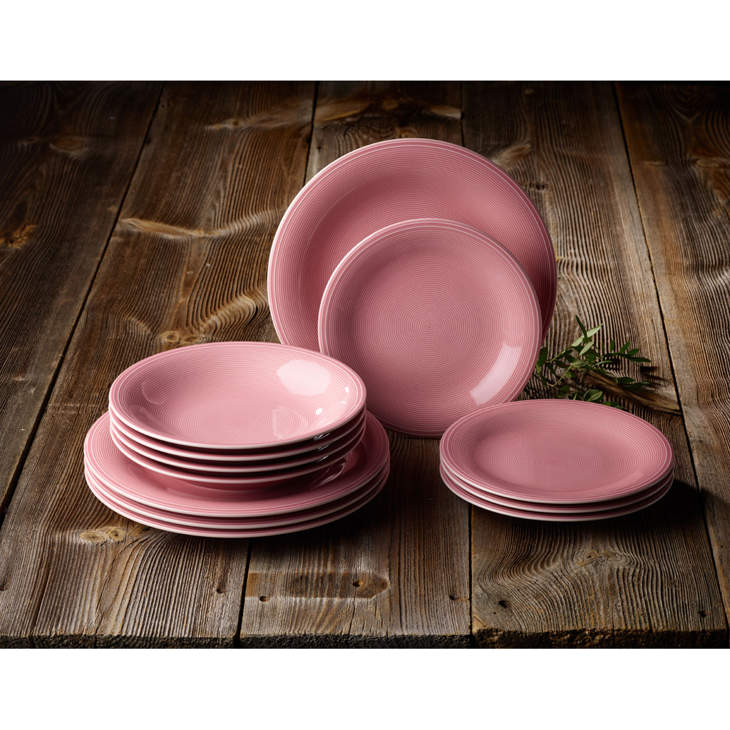 Villeroy & Boch Набор тарелок 12 предметов, розовых Color Loop | https://grandposuda.com.ua