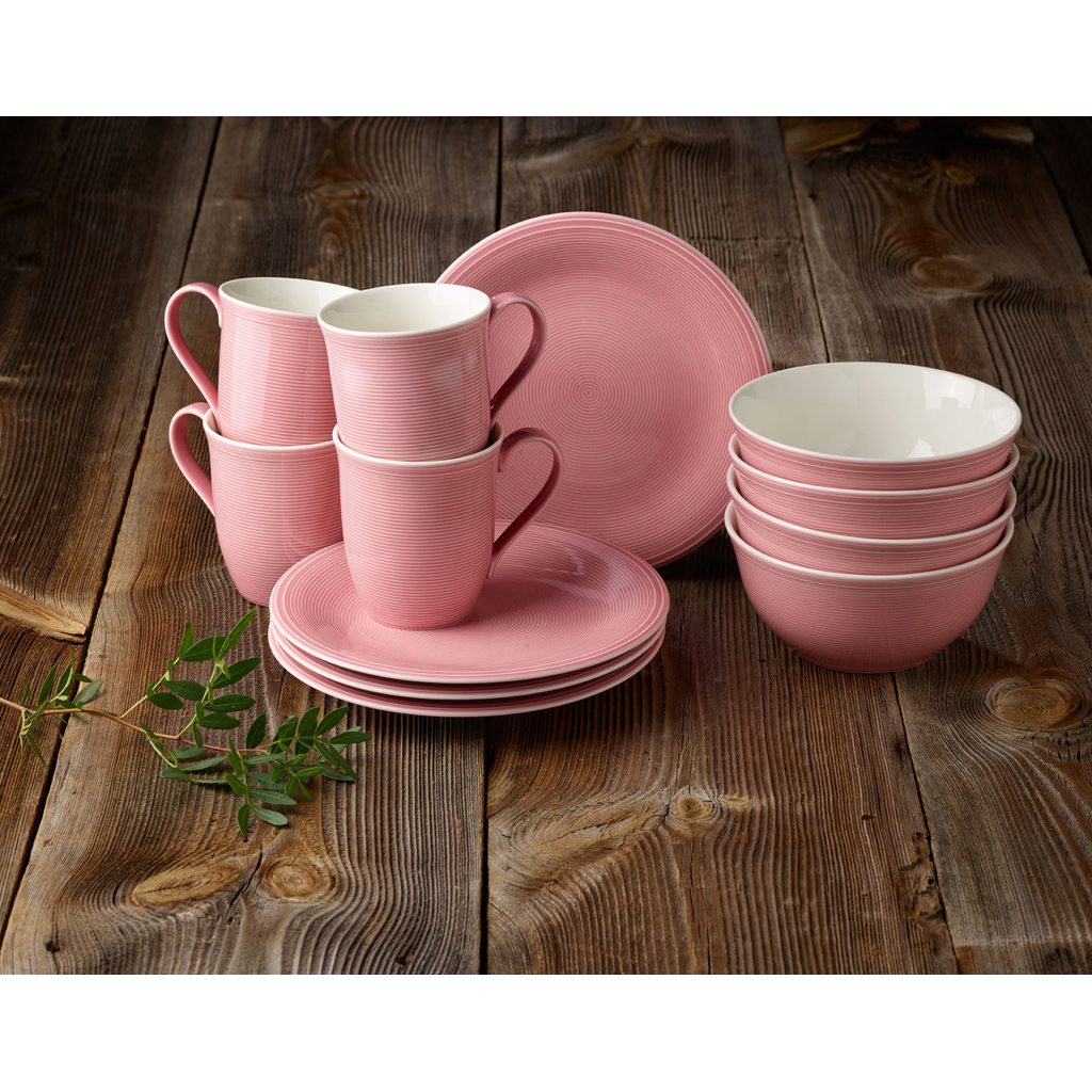 Villeroy & Boch Набір посуду для сніданку рожевий, 12 предметів, Color Loop Vivo | https://grandposuda.com.ua