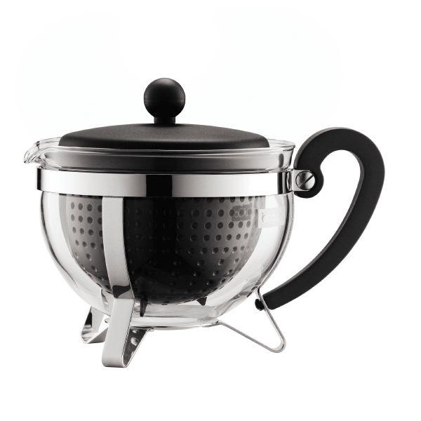 Bodum Заварочный чайник с фильтром и крышкой, черный, 1 л, Chambord | https://grandposuda.com.ua