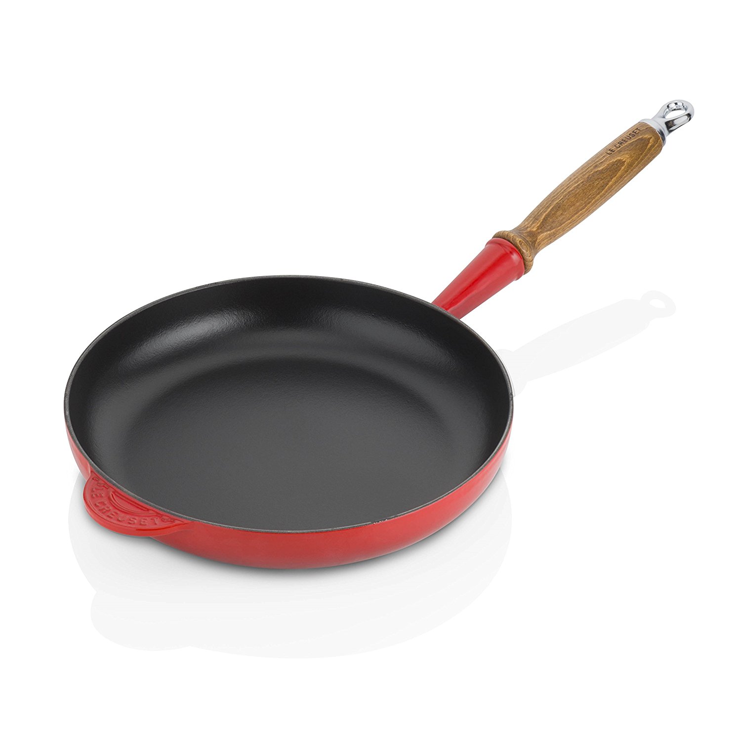 Le Creuset Сковорода 24 см с деревянной ручкой, красный | https://grandposuda.com.ua