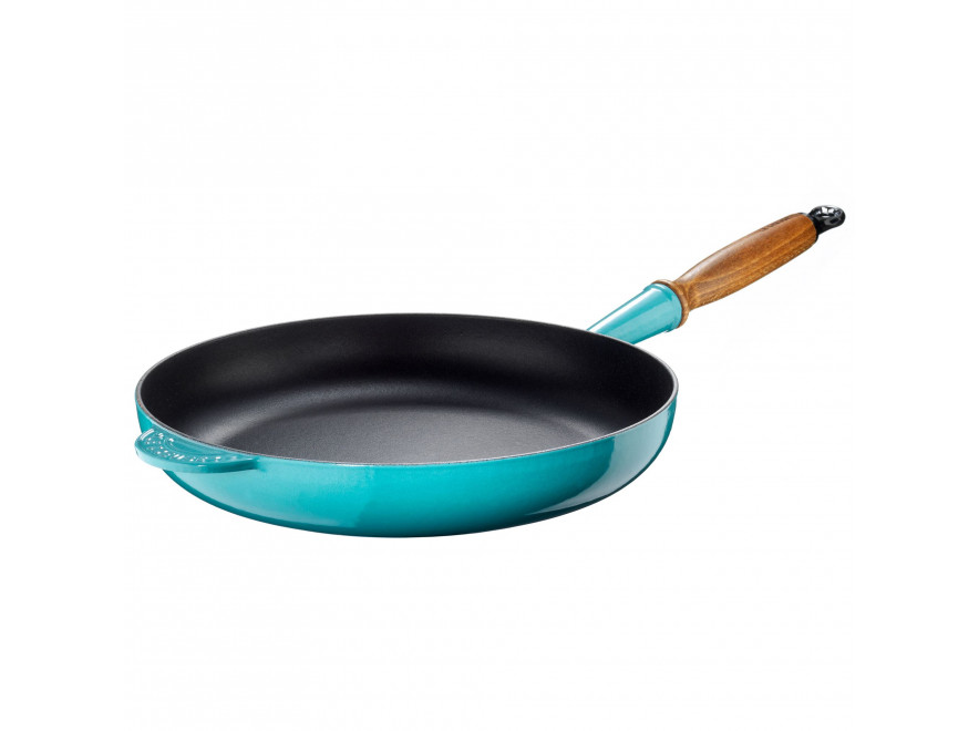 Le Creuset Сковорода 28 см с деревянной ручкой, Karibik | https://grandposuda.com.ua