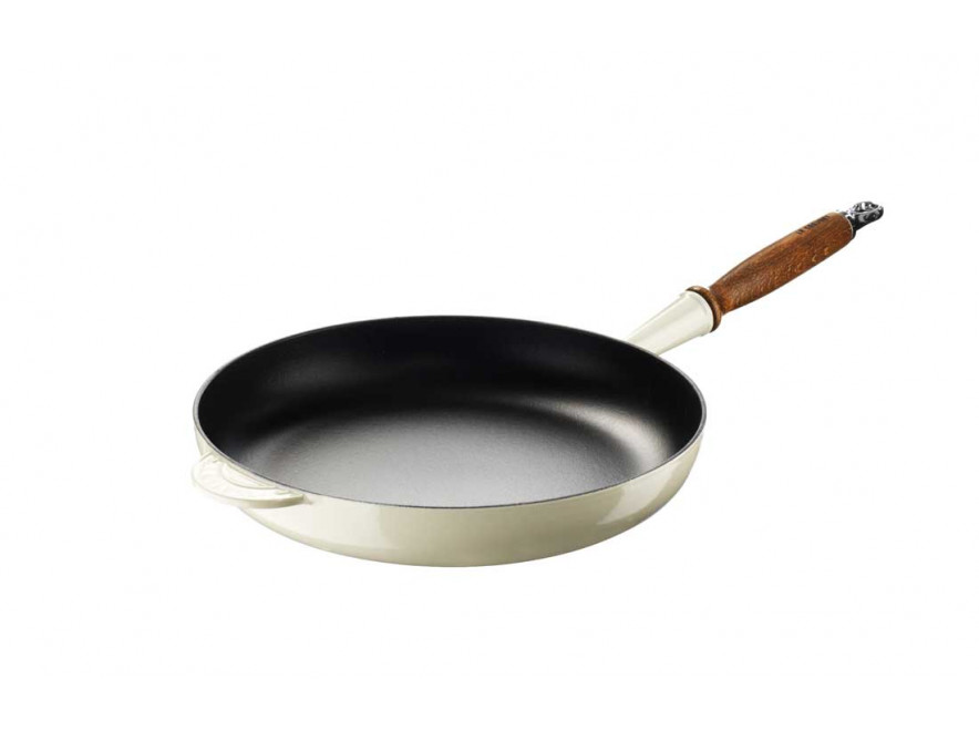 Le Creuset Сковорода 28 см з деревяною ручкою, Creme | https://grandposuda.com.ua