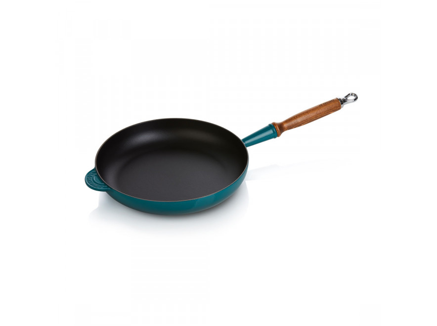 Le Creuset Сковорода 28 см з деревяною ручкою, Deep Teal | https://grandposuda.com.ua
