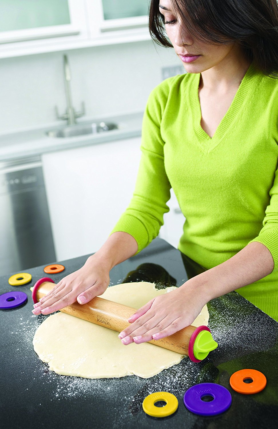 Joseph Joseph Скалка регулируемая разноцветная Adjustable Rolling Pin | https://grandposuda.com.ua