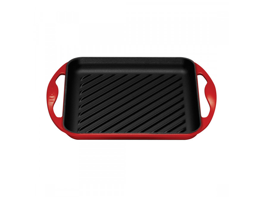 Le Creuset Сковорода гриль квадратная, 24 см, красная | https://grandposuda.com.ua