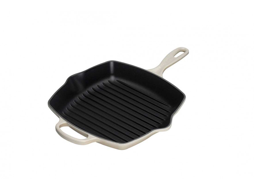 Le Creuset Сковорода гриль квадратная 26 см Creme | https://grandposuda.com.ua