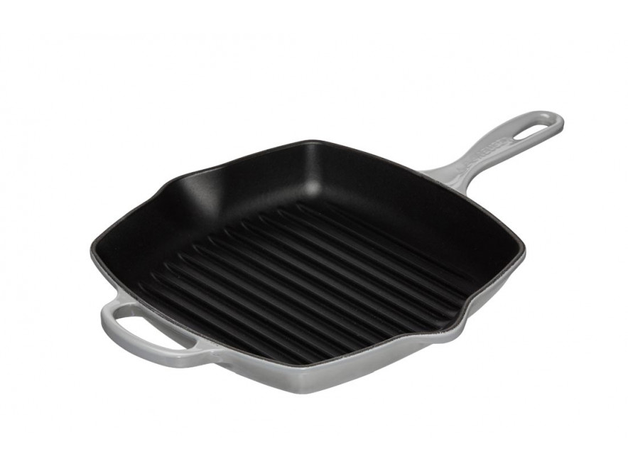 Le Creuset Сковорода гриль квадратная 26 см Perlgrau | https://grandposuda.com.ua