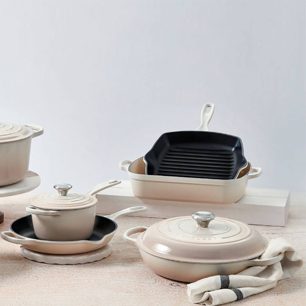 Le Creuset Сковорода-гриль 44,3 х 29,9 см меренга Meringue | https://grandposuda.com.ua