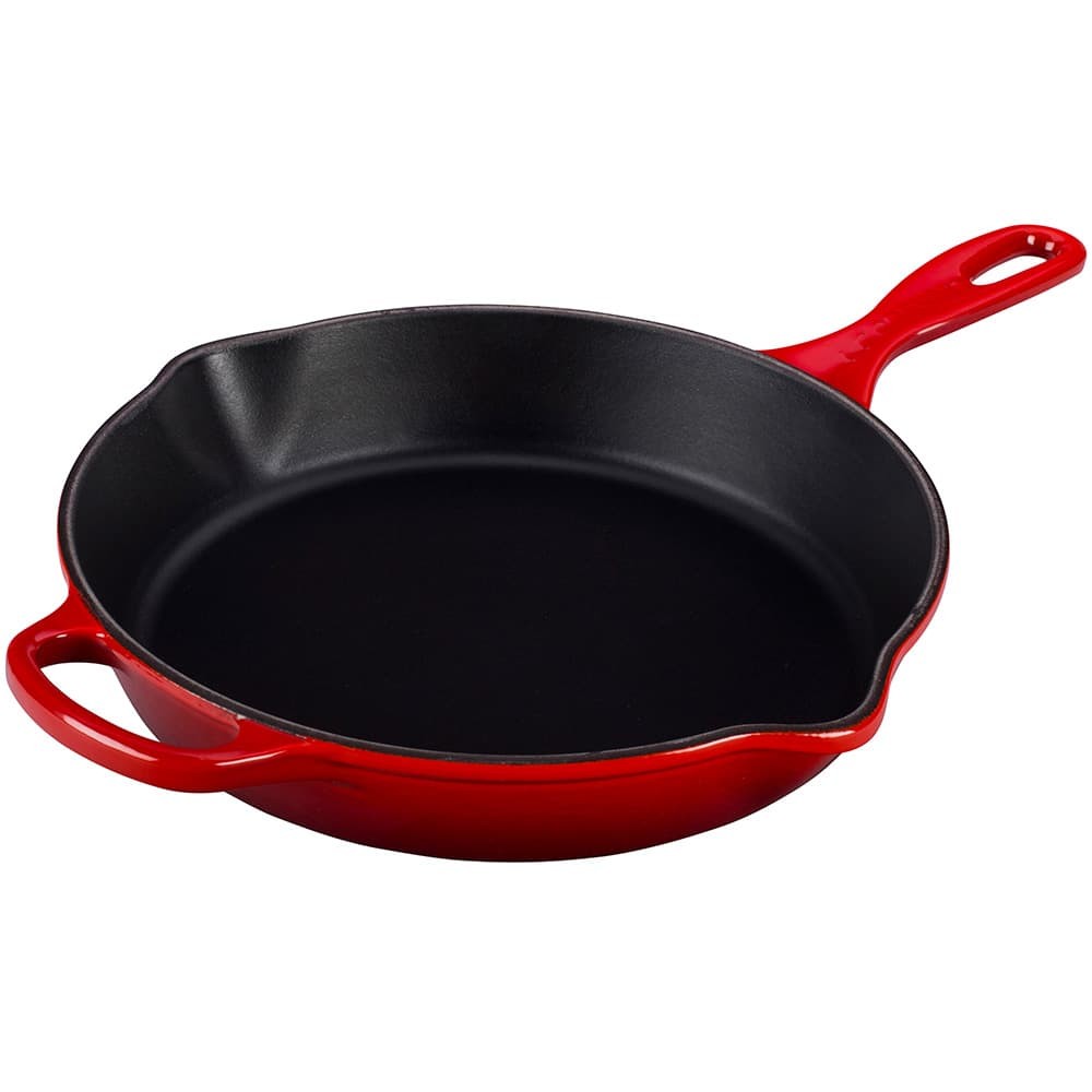 Le Creuset Сковорода чугунная 26 см высокая, вишневый | https://grandposuda.com.ua