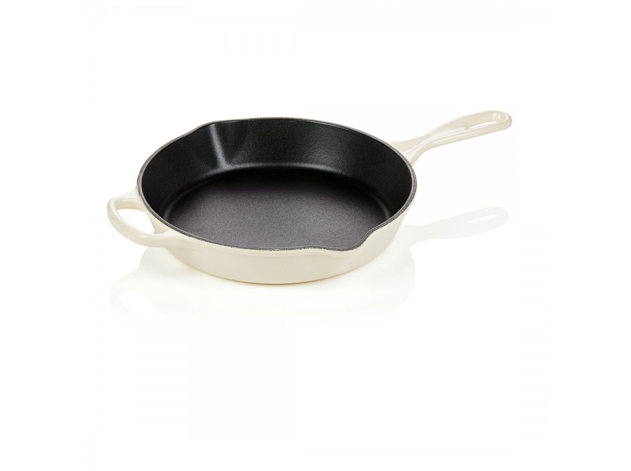 Le Creuset Сковорода глибока чавунна 26 см, бежева Creme | https://grandposuda.com.ua