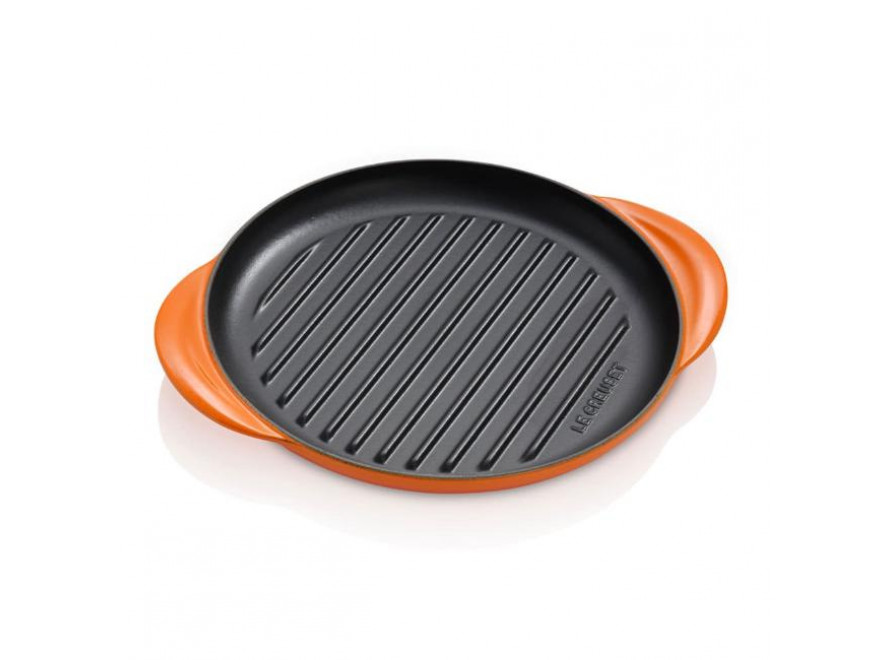 Le Creuset Сковорода-гриль кругла 25 см помаранчевий Flame | https://grandposuda.com.ua