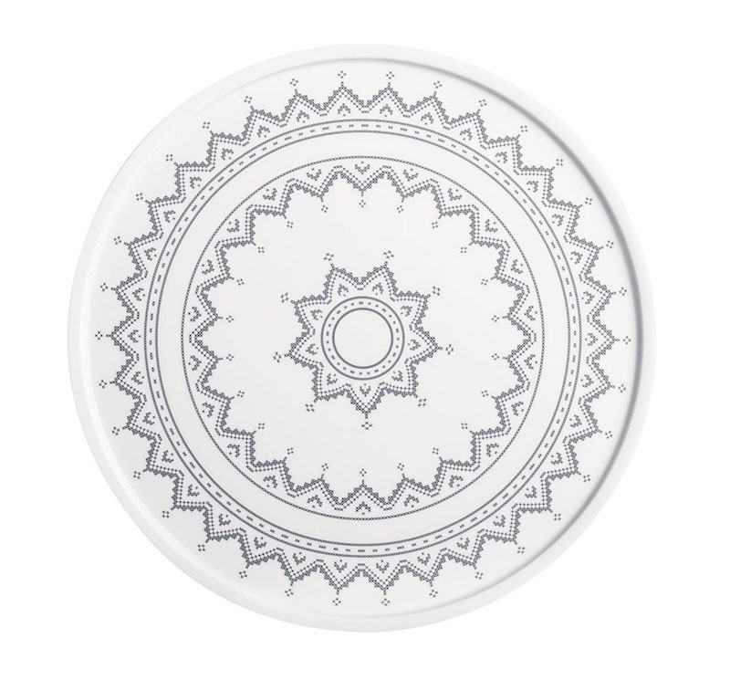 Kahla Блюдо для торта 31 см, серое Cross Stitch | https://grandposuda.com.ua