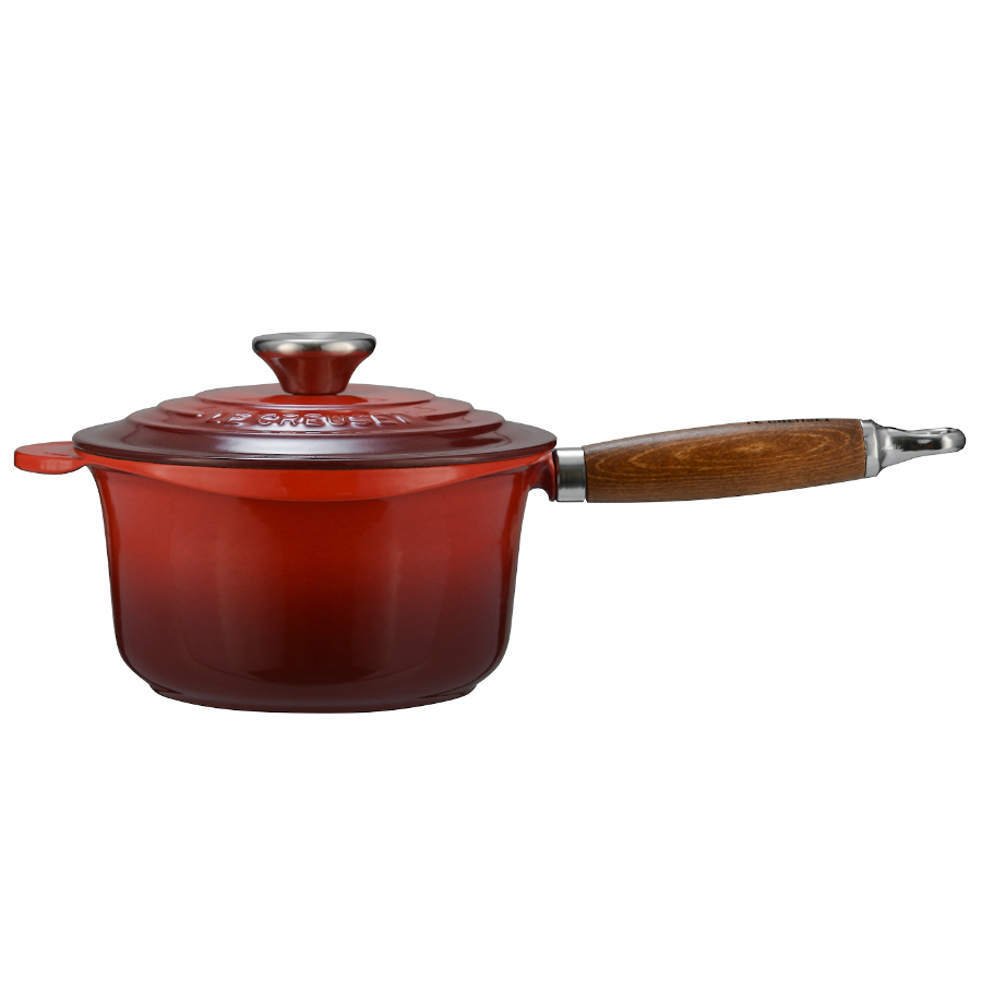 Le Creuset Ковш с крышкой и деревянной ручкой 1,8 л вишневый Cerise | https://grandposuda.com.ua