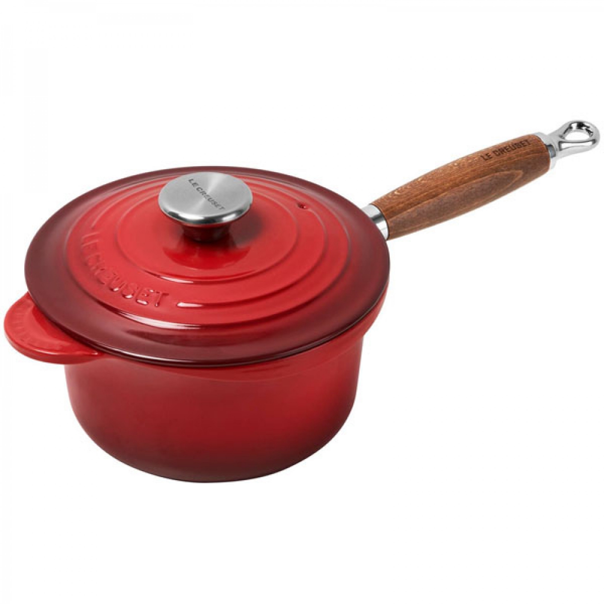 Le Creuset Ковш с крышкой и деревянной ручкой 1,8 л вишневый Cerise | https://grandposuda.com.ua
