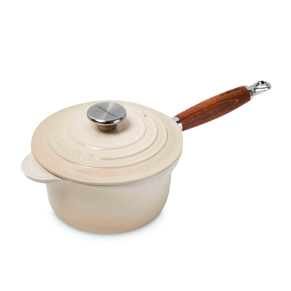 Le Creuset Ковш с крышкой и деревянной ручкой 1,8 л меренга Meringue | https://grandposuda.com.ua