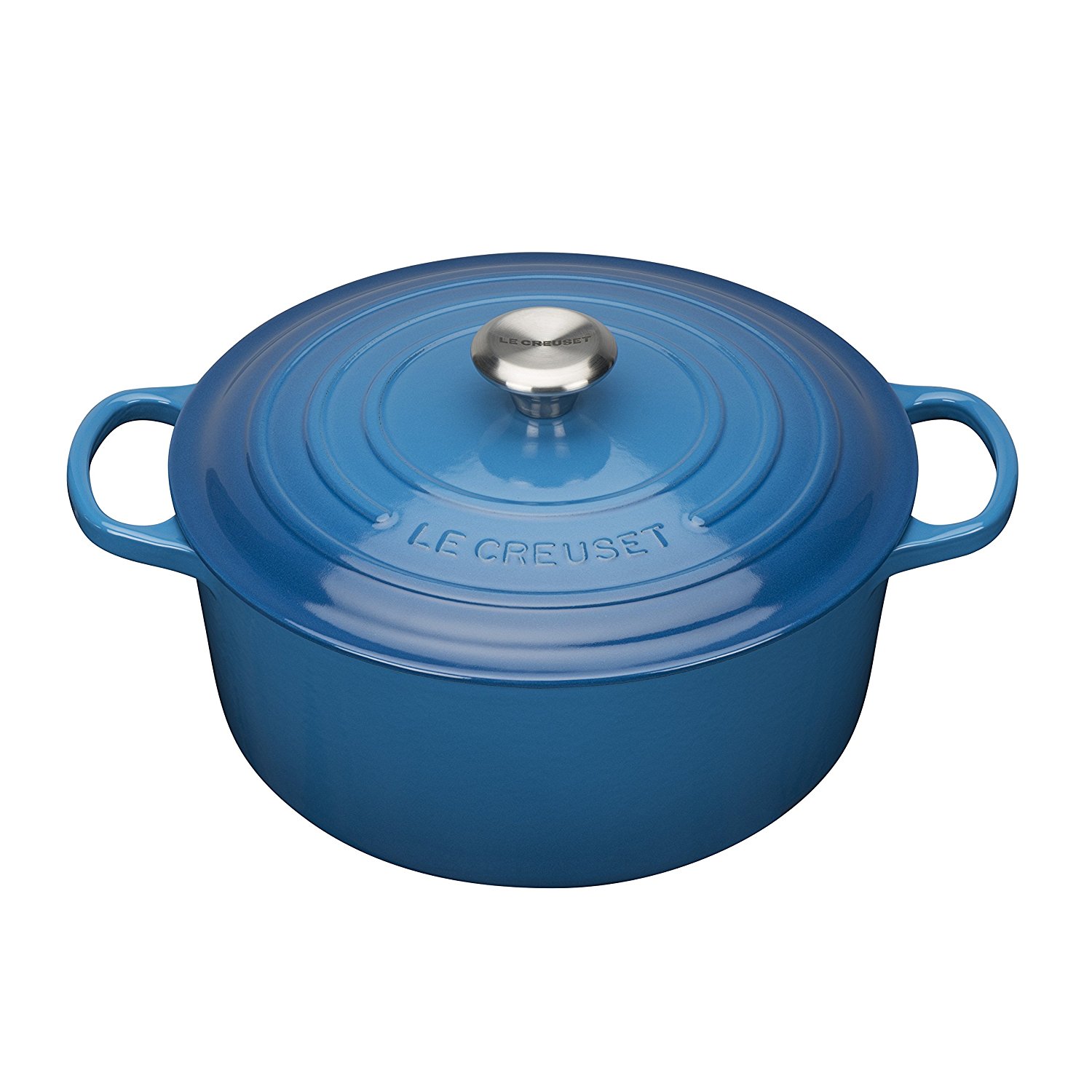 Le Creuset Кастрюля / жаровня с крышкой 24 см, синий марсель Signature | https://grandposuda.com.ua