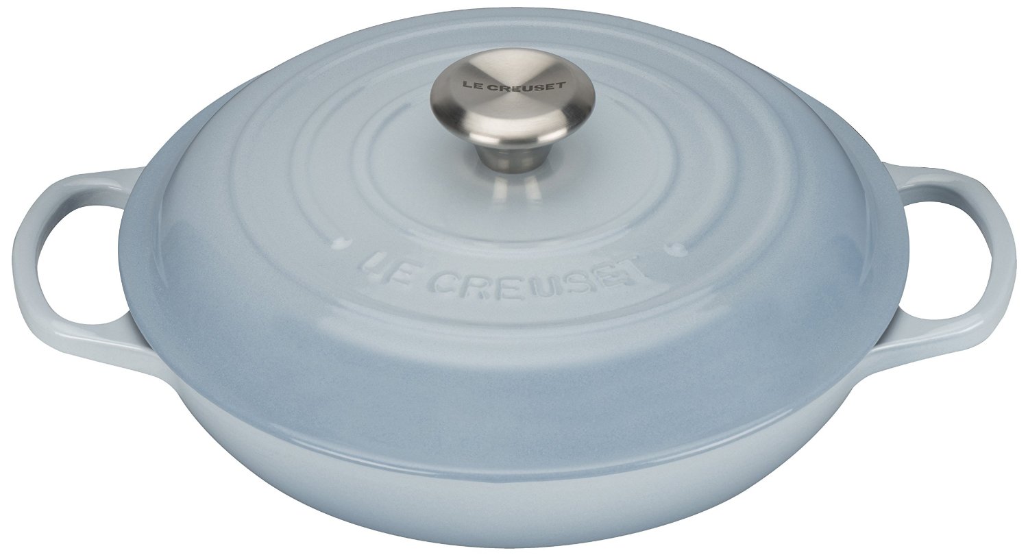 Le Creuset Сковорода-жаровня чугунная 26 см, голубой | https://grandposuda.com.ua