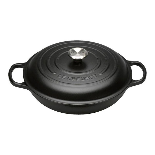 Le Creuset Каструля / жаровня, низька з кришкою 30 см, чорний | https://grandposuda.com.ua