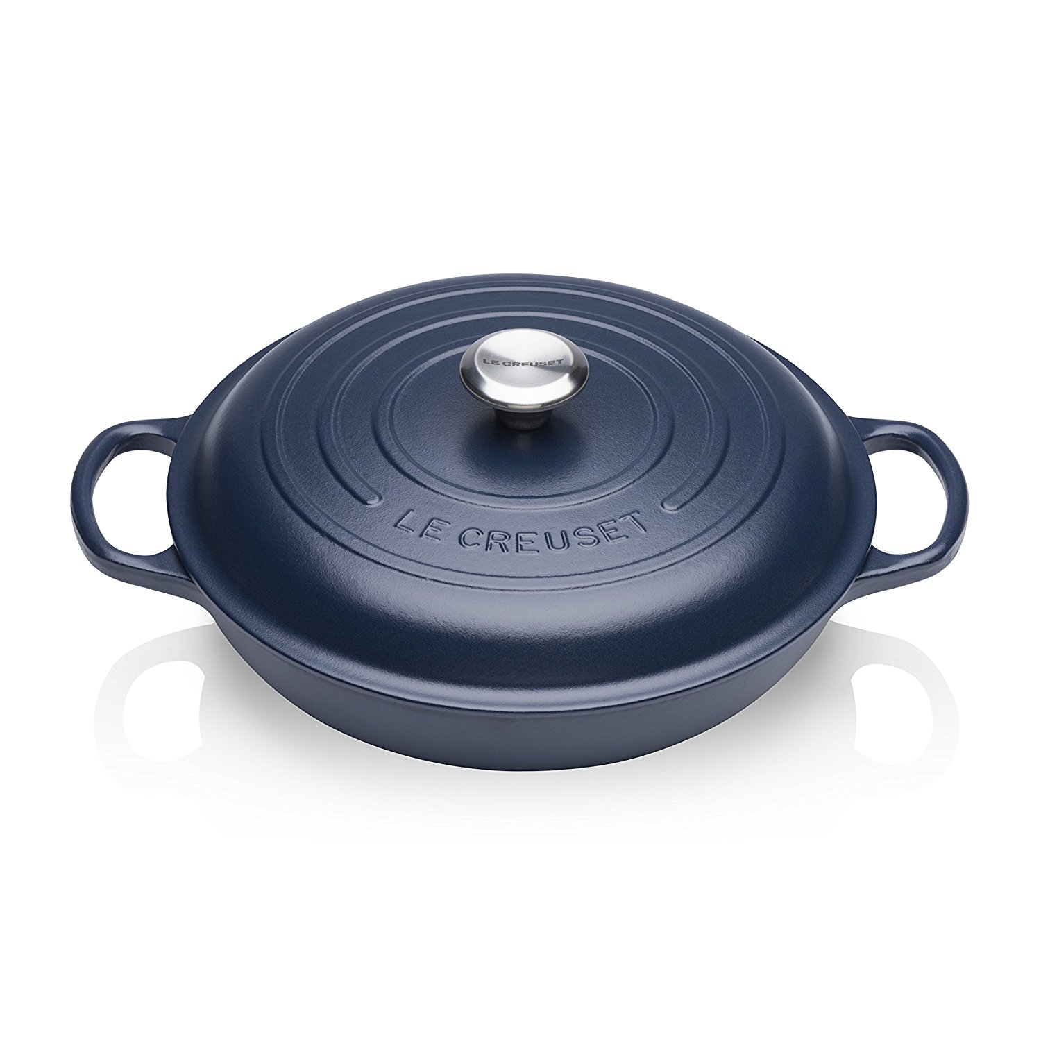 Le Creuset Сковорода-жаровня чугунная 30 см, темно-синий Signature | https://grandposuda.com.ua