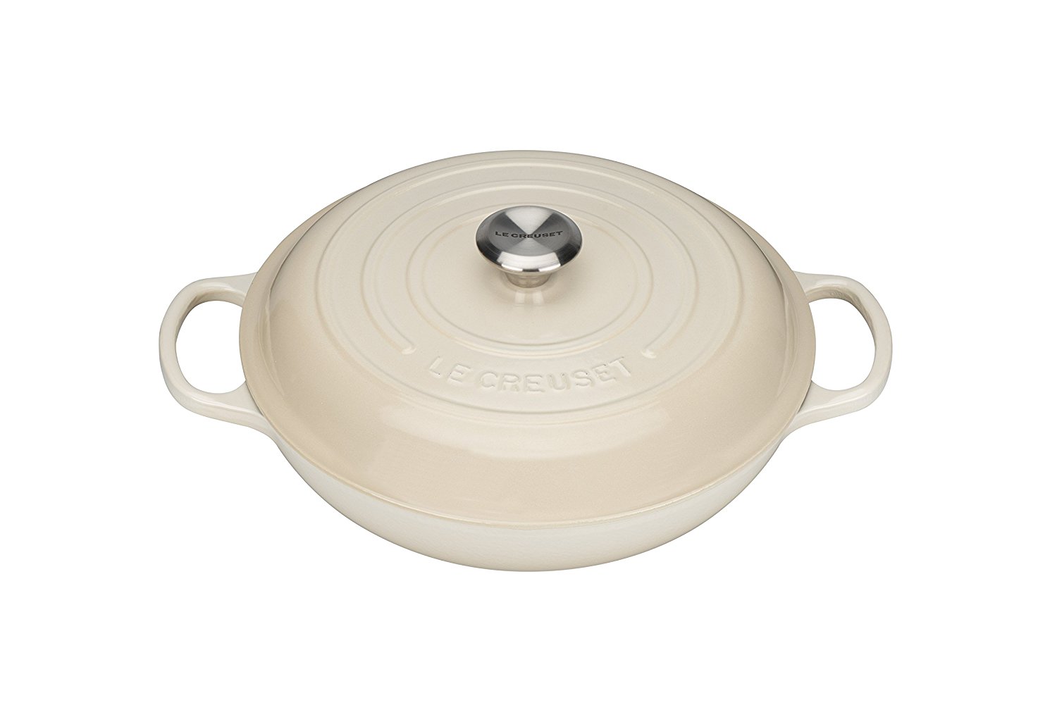 Le Creuset Сковорода-жаровня чавунна 30 см, крем | https://grandposuda.com.ua