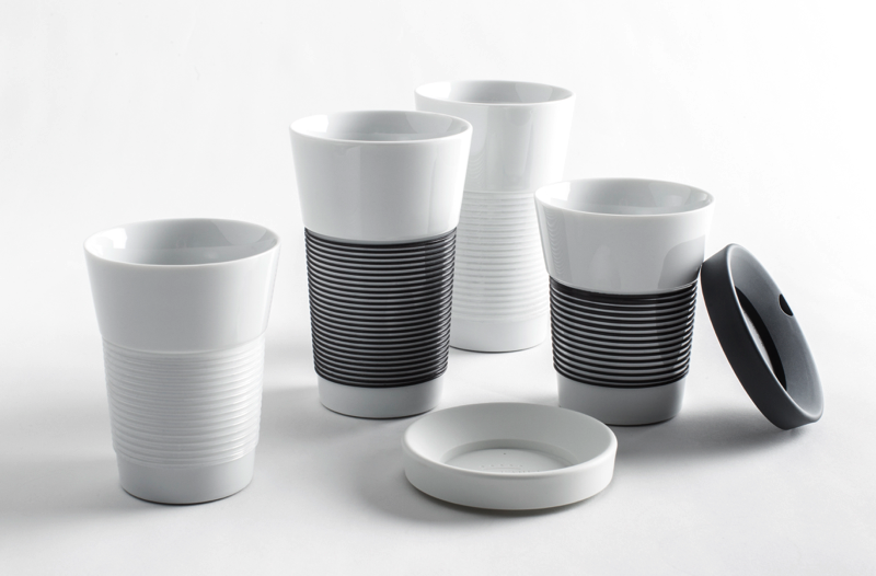 Кружка для кофе с крышкой 470 мл, антрацит Magic Grip To Go Café Sommelier | https://grandposuda.com.ua