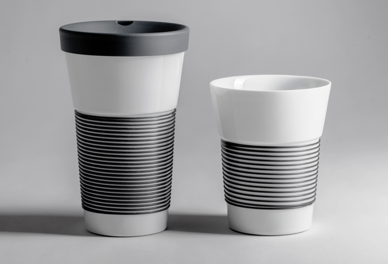 Кружка для кофе с крышкой 470 мл, антрацит Magic Grip To Go Café Sommelier | https://grandposuda.com.ua