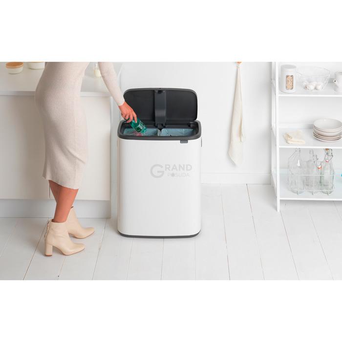 Brabantia Сміттєвий бак 2х30 л білий Bo Touch Bin | https://grandposuda.com.ua