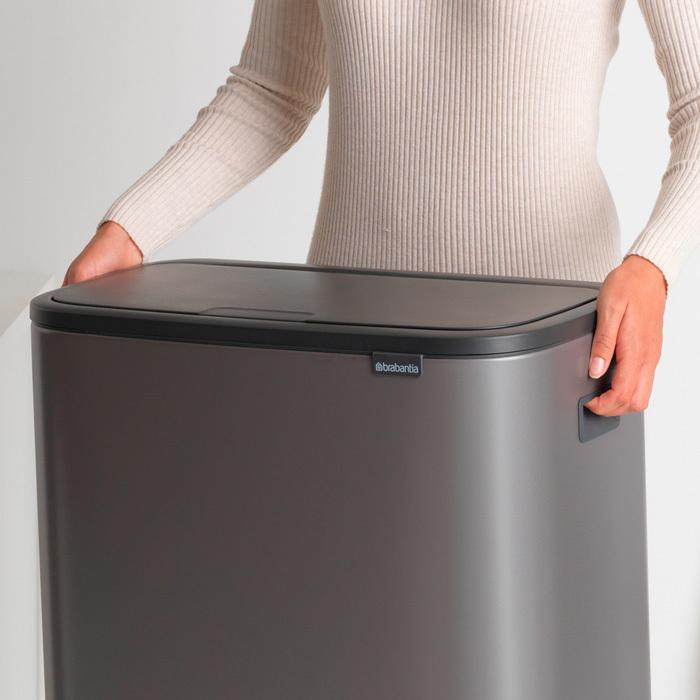 Brabantia Сміттєвий бак 2х30 л платиновий Bo Touch Bin | https://grandposuda.com.ua