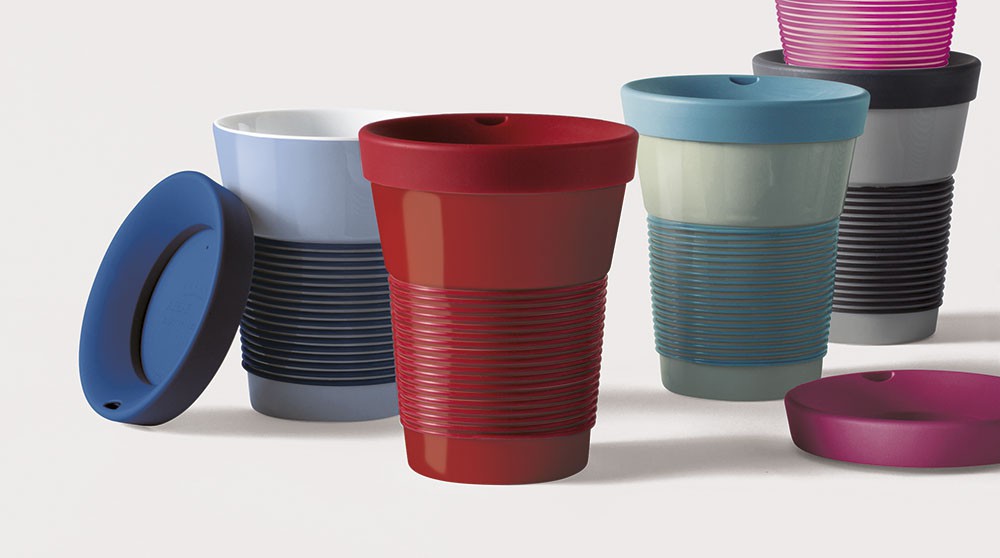 Kahla Чашка 0,35 л, з кришкою чорно-біла Сupit To Go Mugs Magic Grip | https://grandposuda.com.ua