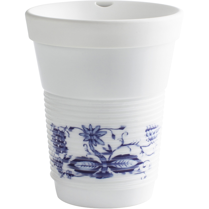 Kahla Чашка 0,35 л, з кришкою біла з синіми візерунками Сupit To Go Mugs Magic Grip | https://grandposuda.com.ua