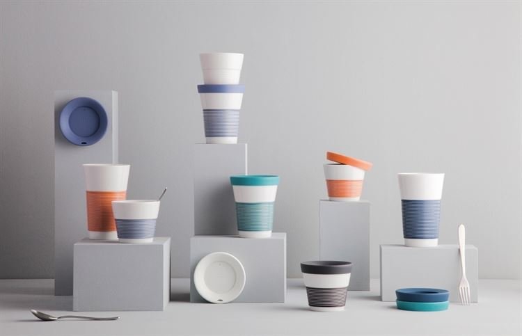 Kahla Чашка 0,35 л, с крышкой бело-зеленая Сupit To Go Mugs Magic Grip | https://grandposuda.com.ua