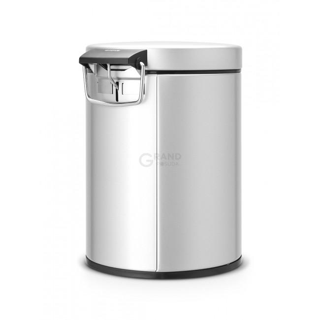 Brabantia Мусорный бак с педалью 5 л классический серый металлик Pedal Bin | https://grandposuda.com.ua